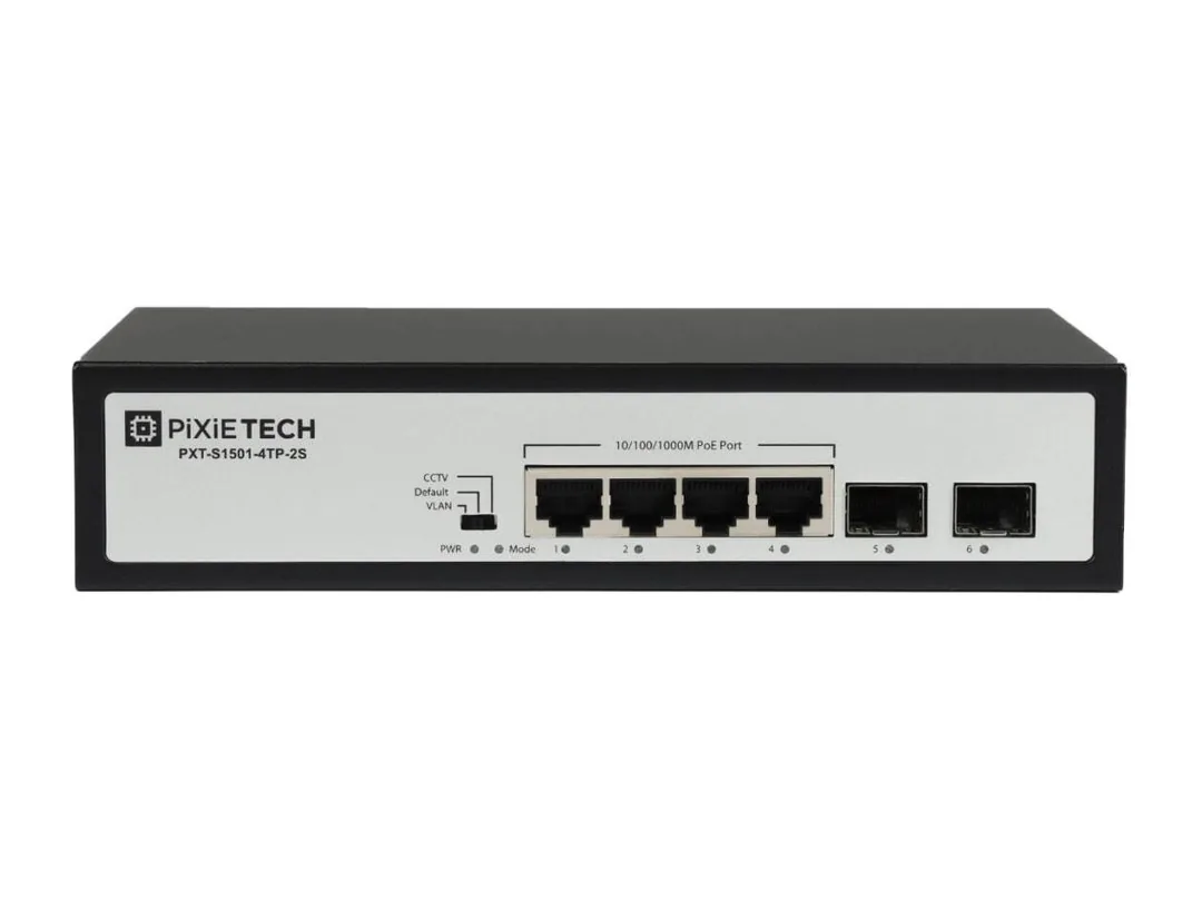 Неуправляемый PoE коммутатор Pixietech PXT-S1501-4TP-2S