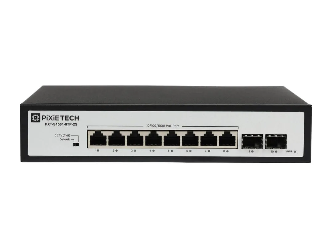 Неуправляемый PoE коммутатор Pixietech PXT-S1501-8TP-2S
