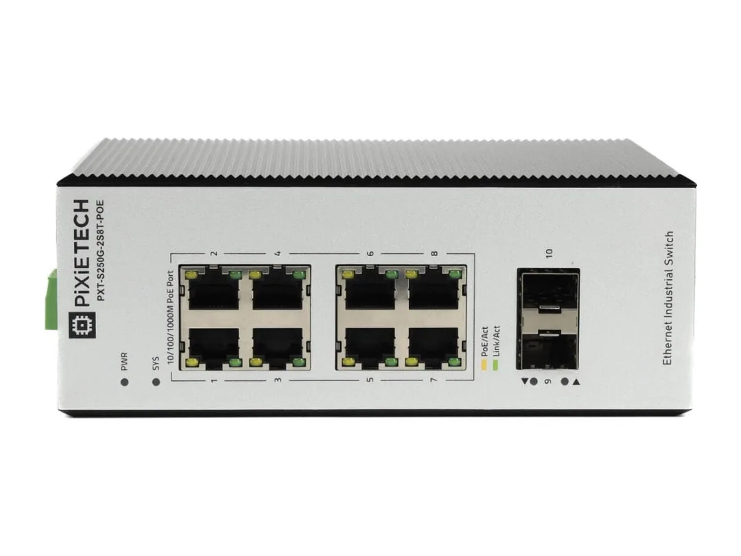 Управляемый промышленный POE коммутатор PXT-S250G-2S8T-POE